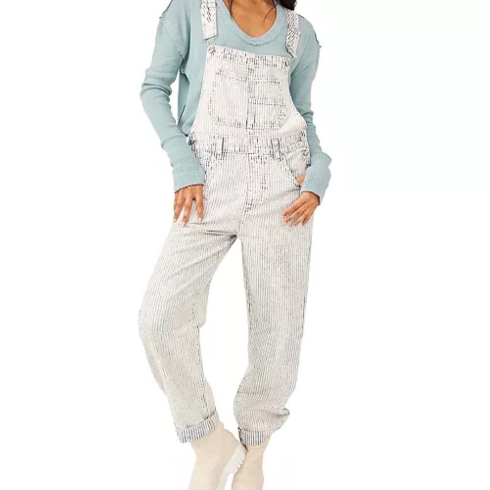 We the free Free People Ziggy Overalls Railroad print size large
